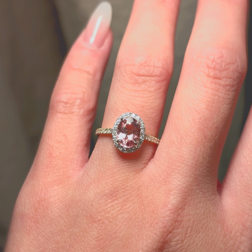 Brand New Morganite Diamond Halo Ring